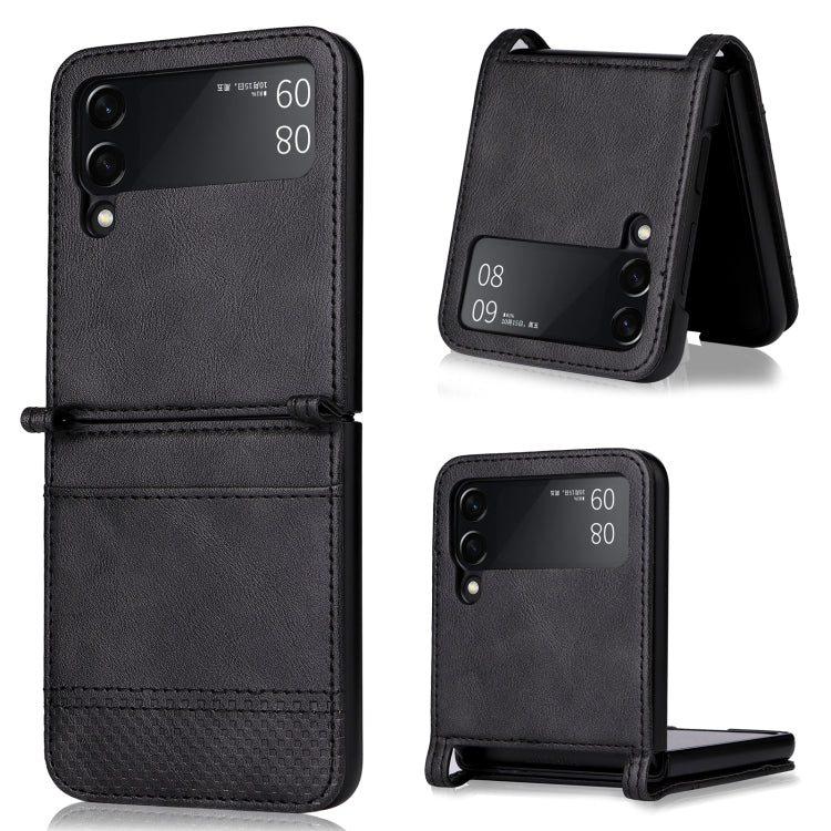 For Samsung Galaxy Z Flip3 5G Retro Crazy Horse Texture Leather Case showcasing its stylish design and card slots.